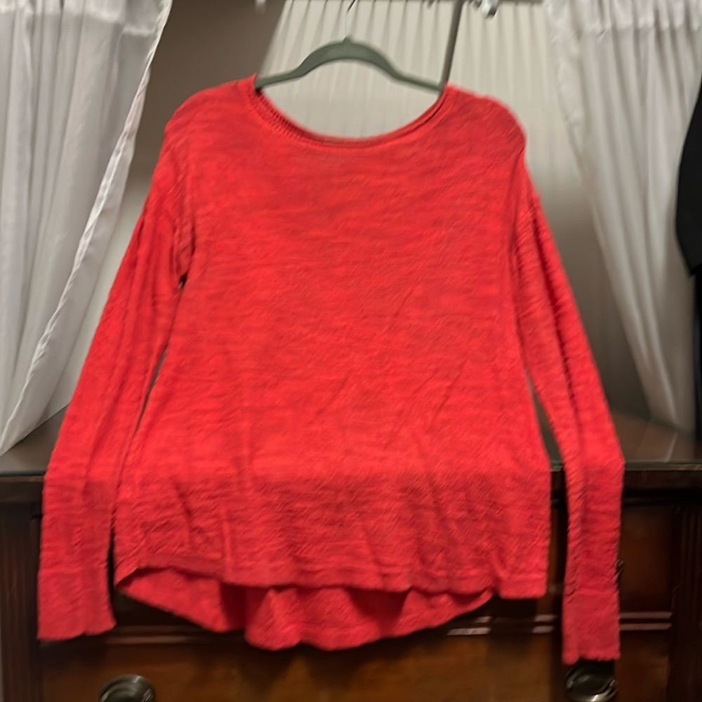 Loft Women's Small Orange Red Long Sleeve Knit Top